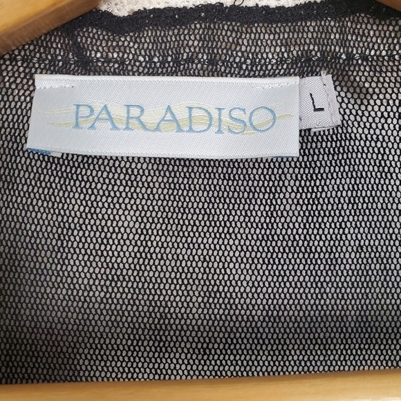 Paradiso Sheer Blouse. Black with lace and bead embellishments. LG - Picture 4 of 13